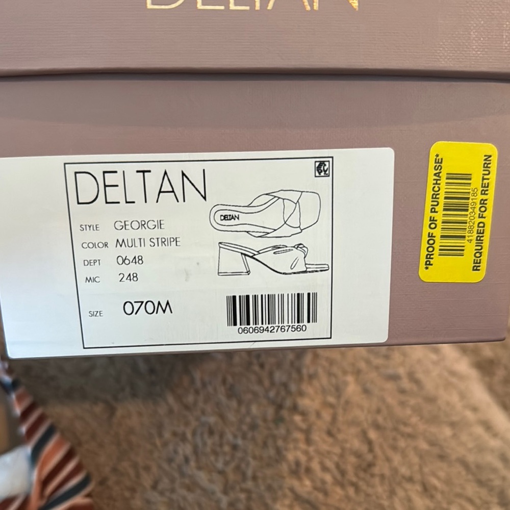 Brand new Deltan Multi Stripe Heeled Sandals